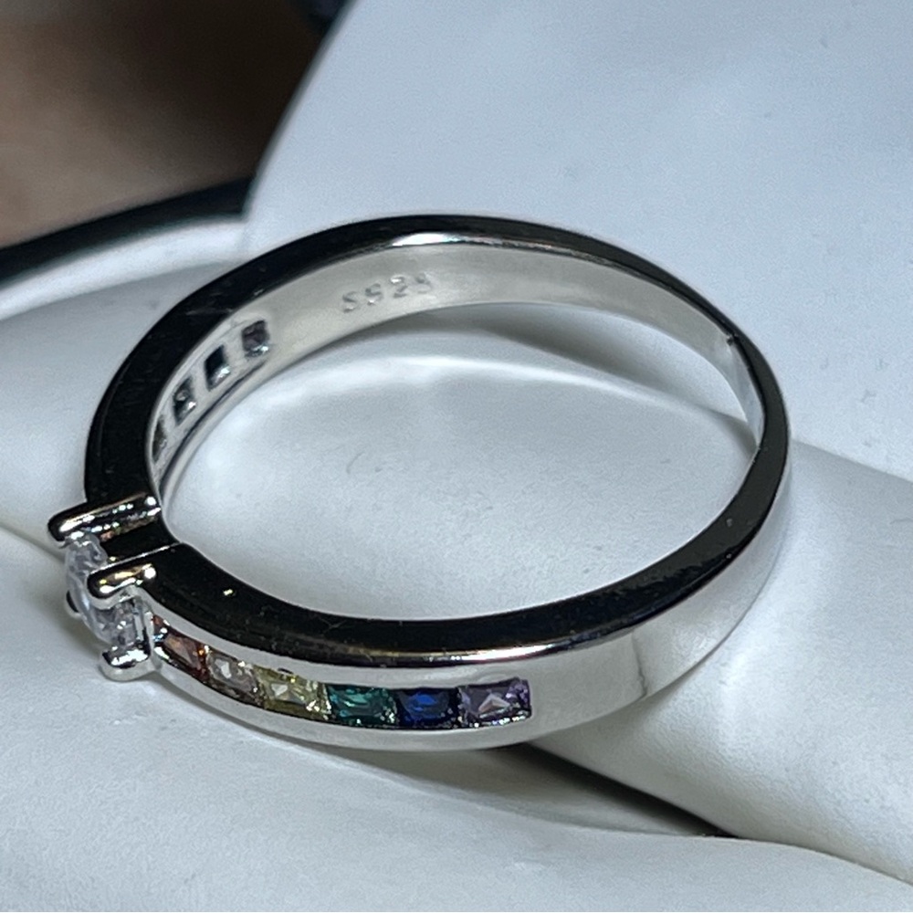 925 Sterling Silver Rainbow Ring - Picture 4 of 5